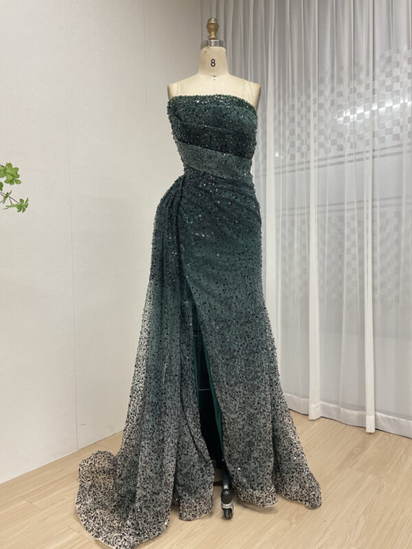 Stylish Ruched Design Evening Gown With High Split And Side Skirt MY30184