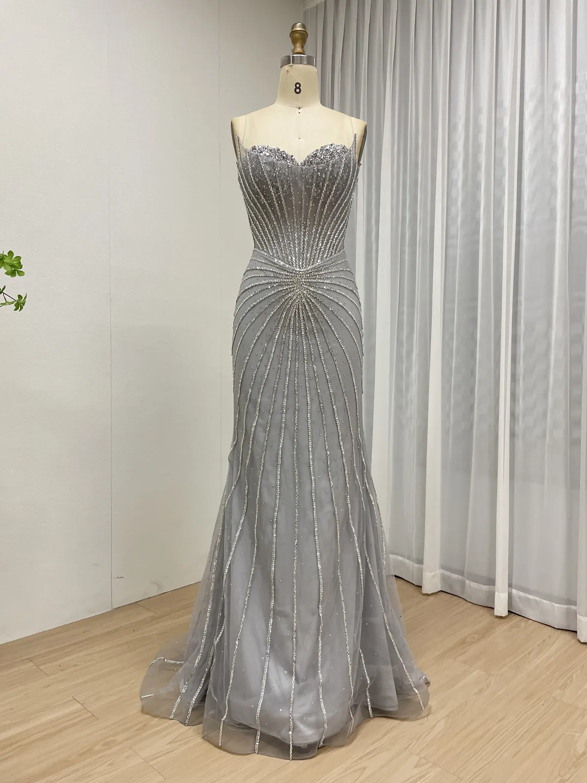 Burgundy Beaded Elegance Evening Gown MC20095 - 图片 7