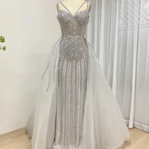 Glimmering Silver Beaded Prom Sequin Dress MY30161