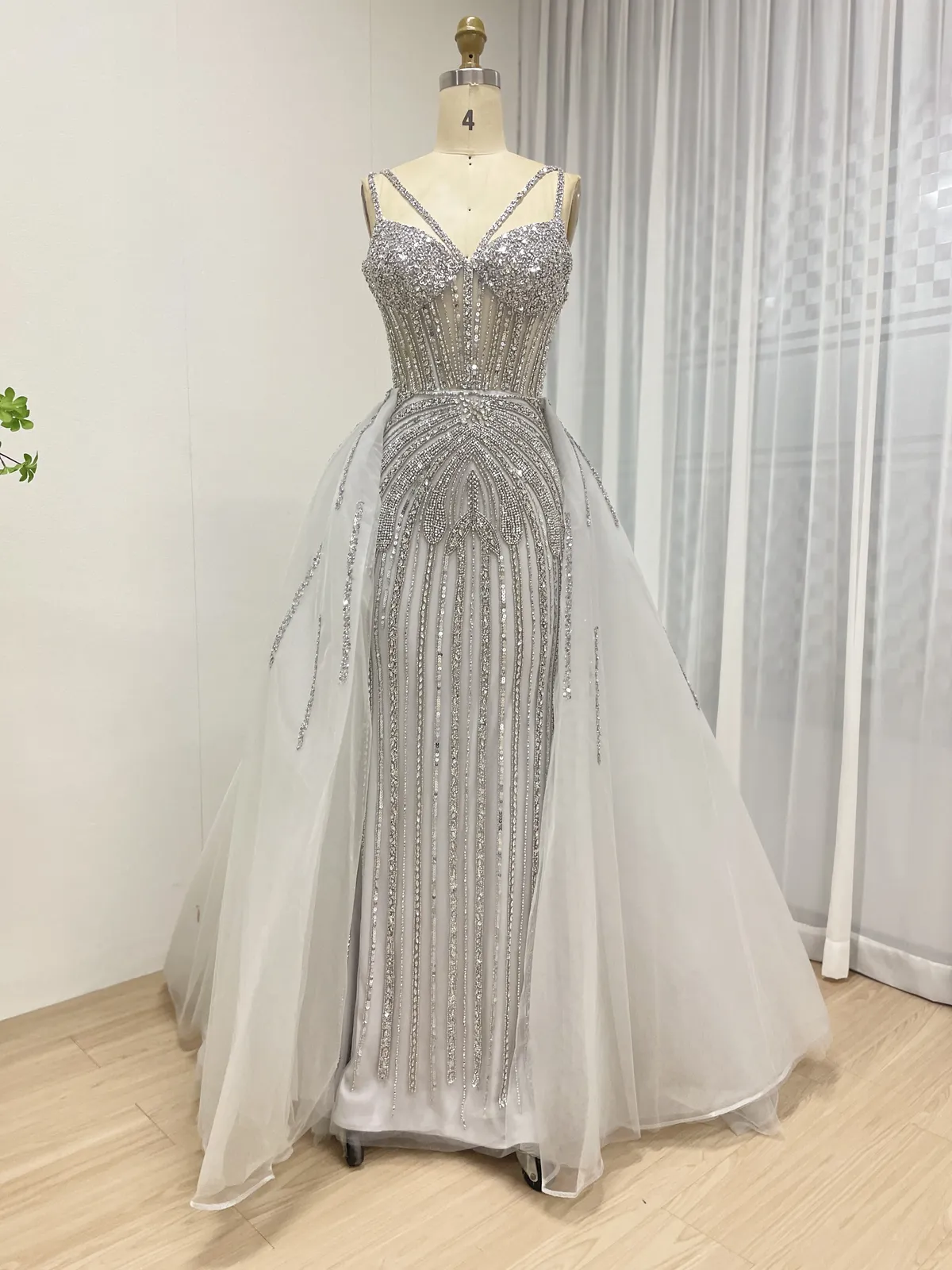 Glimmering Silver Beaded Prom Sequin Dress MY30161